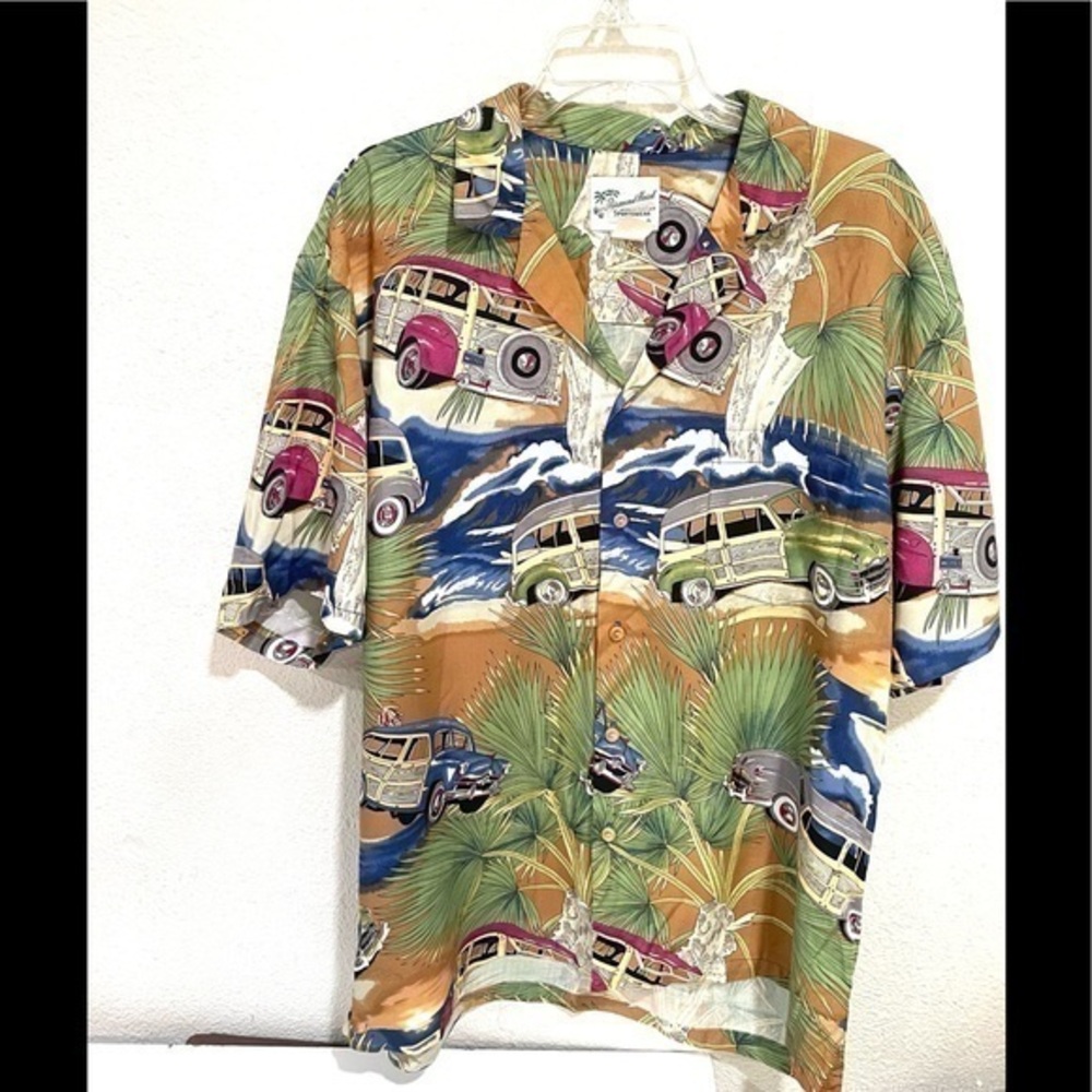 DIAMOND HEAD SPORTSWEAR vintage aloha shirt surf & woodies casual button down -L
